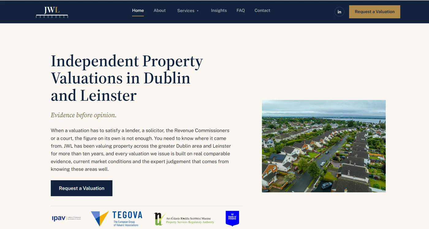 JWL Property Valuations homepage